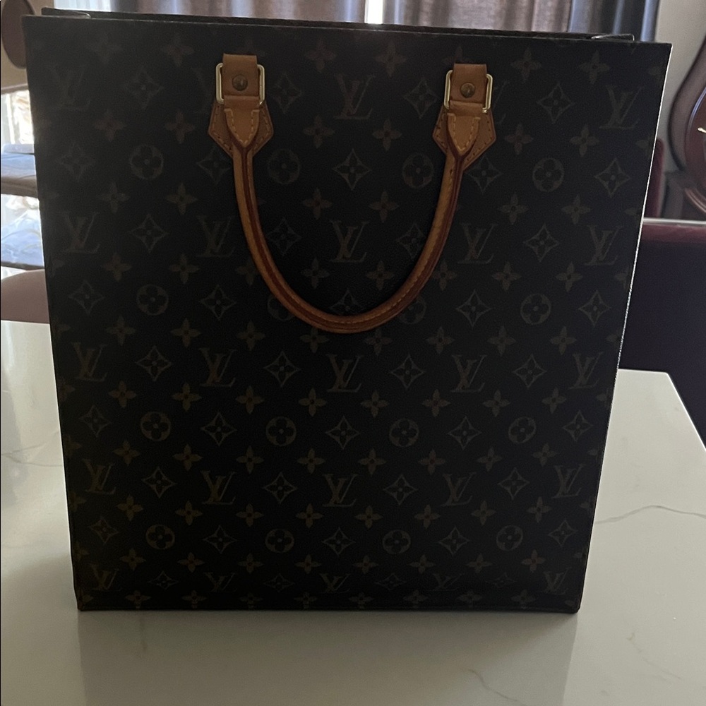 Louis Vuitton Black and Brown Monogram Tote with Vachetta Handles
